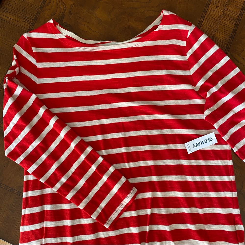 Old Navy Women’s Red Striped Top | Large Tall